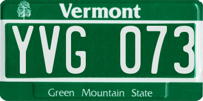 VT license plate YVG073