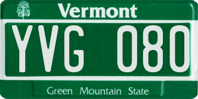 VT license plate YVG080