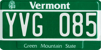 VT license plate YVG085