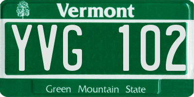VT license plate YVG102