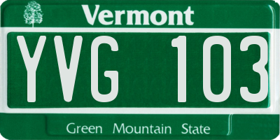 VT license plate YVG103