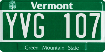 VT license plate YVG107