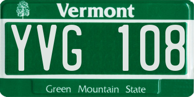 VT license plate YVG108