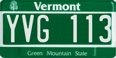 VT license plate YVG113