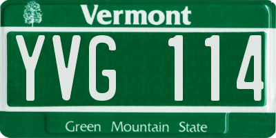 VT license plate YVG114