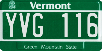 VT license plate YVG116