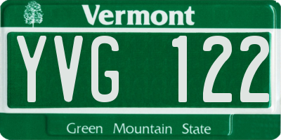 VT license plate YVG122