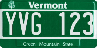 VT license plate YVG123