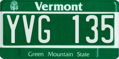 VT license plate YVG135