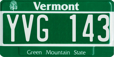 VT license plate YVG143