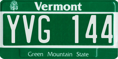 VT license plate YVG144