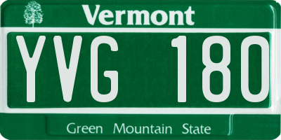 VT license plate YVG180