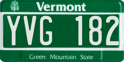 VT license plate YVG182