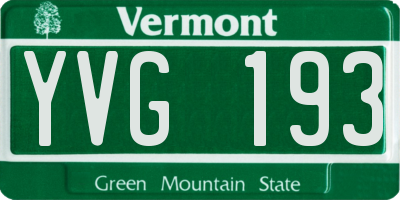 VT license plate YVG193