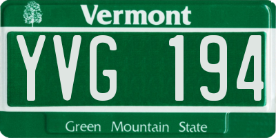 VT license plate YVG194