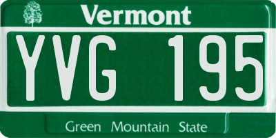 VT license plate YVG195