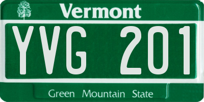 VT license plate YVG201