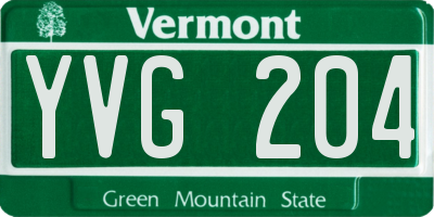 VT license plate YVG204