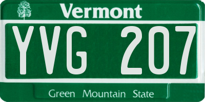 VT license plate YVG207