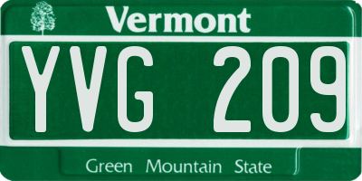 VT license plate YVG209