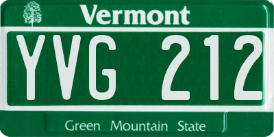 VT license plate YVG212