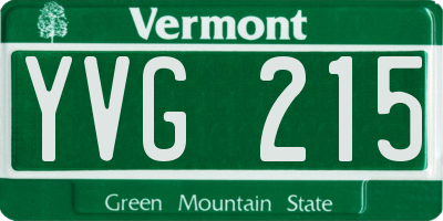 VT license plate YVG215