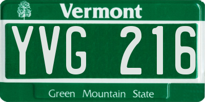 VT license plate YVG216