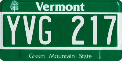 VT license plate YVG217