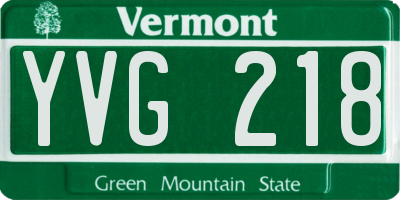 VT license plate YVG218