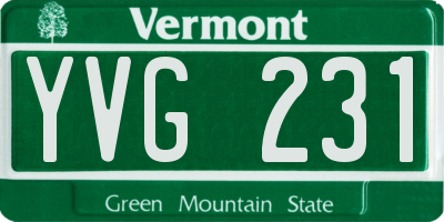 VT license plate YVG231