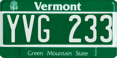 VT license plate YVG233