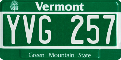 VT license plate YVG257