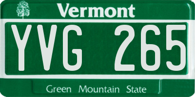 VT license plate YVG265