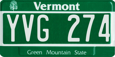 VT license plate YVG274