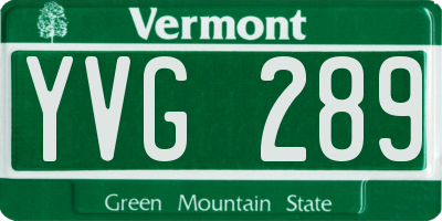 VT license plate YVG289