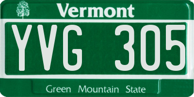VT license plate YVG305