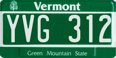 VT license plate YVG312