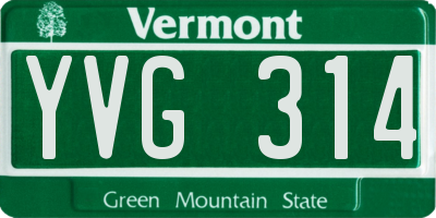 VT license plate YVG314