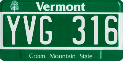 VT license plate YVG316