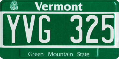 VT license plate YVG325
