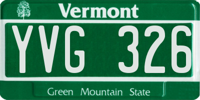 VT license plate YVG326