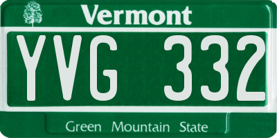 VT license plate YVG332