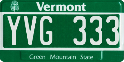 VT license plate YVG333