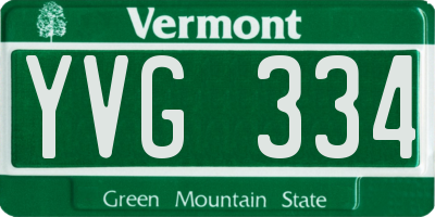 VT license plate YVG334