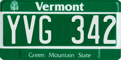 VT license plate YVG342