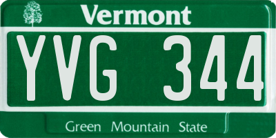 VT license plate YVG344