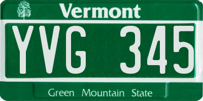 VT license plate YVG345