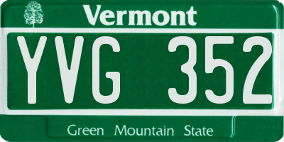 VT license plate YVG352