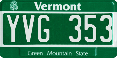 VT license plate YVG353