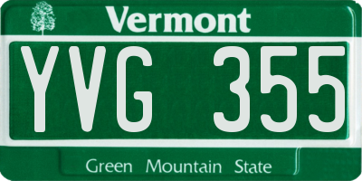 VT license plate YVG355